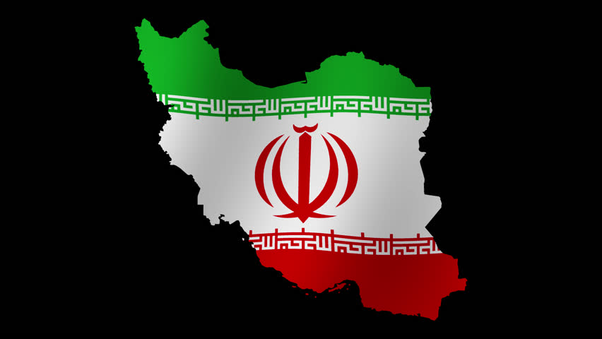 Looping animation of the Iranian flag as a map with a transparent background in 4K format