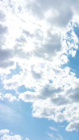 Blue sky with soft white clouds and sun. abstract timelapse, Sky with clouds.