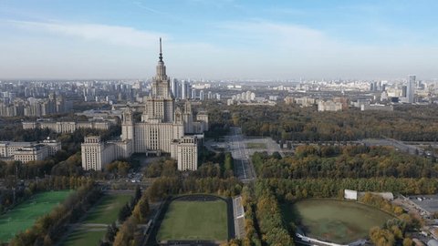 Drone Flying Forward toward Moscow State University