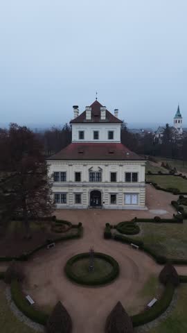 Aerial View of European Architecture in Ostrov, Czech Republic
