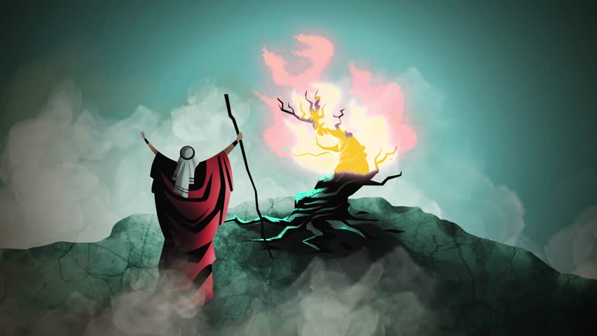 moses speaking with the burning bush