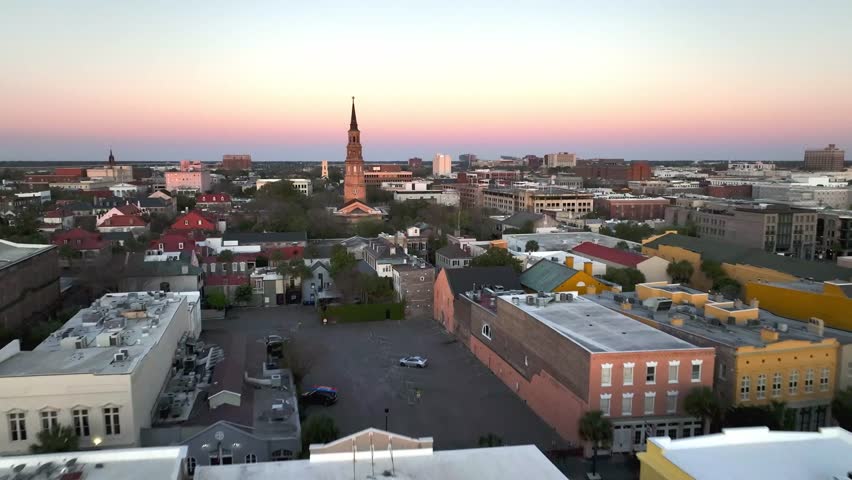 
Aerial st philips church fly by in charleston sc, south carolina 4k