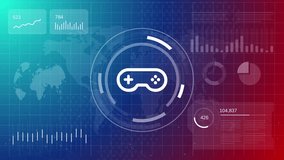 Gaming controller icon animation on a vibrant futuristic technology background representing esports adigital entertainment - Powered by Shutterstock - Get 15% off with code: PIKWIZARD15