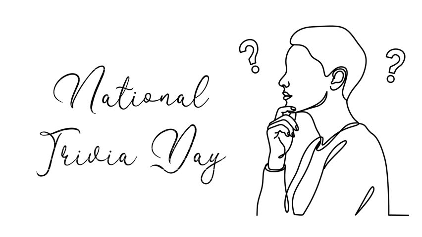 Minimalist National Trivia Day Line art Animation. Suitable for celebration