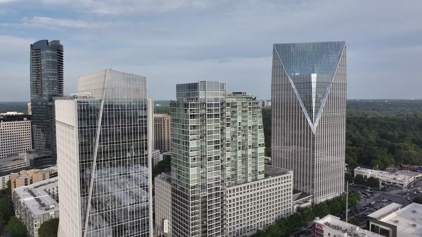 Atlanta city glass skyscrapers, modern business buildings architecture, Georgia, USA 4k