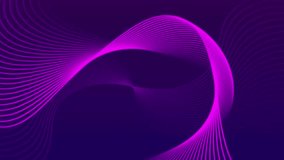 This video features a stunning purple wave with neon pink accents, set against a dark background with subtle striped patterns. The wave curves and moves in a mesmerizing motion, creating a sense of energy and dynamic movement. The vibrant colors and glowing lines make for a futuristic and artistic visual experience, perfect for showcasing innovative technology or creative expression. - Powered by Shutterstock - Get 15% off with code: PIKWIZARD15