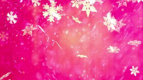 This video features a stunning display of snowflakes gently falling against a bright pink background. The snowflakes are intricately detailed and vary in shape, size, and color, adding to the mesmerizing visual effect. The video captures the whimsical and magical atmosphere of snowfall, perfect for use in holiday-themed content, winter wonderland scenes, or festive celebrations. - Powered by Shutterstock - Get 15% off with code: PIKWIZARD15