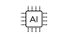 Seamless loop animation of a minimalist AI chip icon. Constant motion design for continuous UI elements, web headers, and tech-themed video overlays. 4K high-quality render. - Powered by Shutterstock - Get 15% off with code: PIKWIZARD15