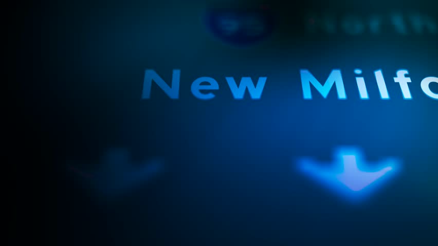 Crime Filler Shot - Cinematic New Milford Connecticut Highway Sign at Night