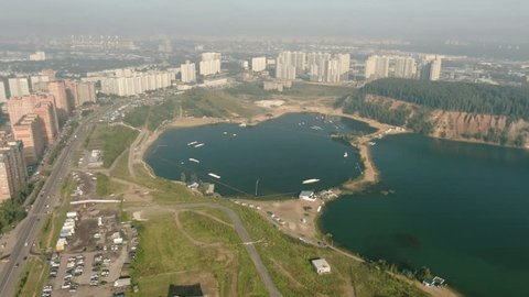 Drone Flying Over Quarry in Dzerzhinsky, Moscow Region