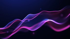 Dynamic pink particle nebula floating in deep purple light loop. Colorful flowing neon wave surface with pink blue and purple gradient light ribbons on deep dark background. Minimal, VJ loop - Powered by Shutterstock - Get 15% off with code: PIKWIZARD15