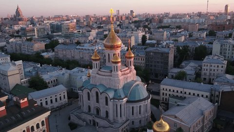Drone Flying beside Monastery Moscow
