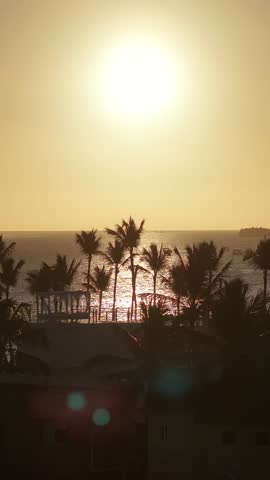 Sunrise Beach At Bavaro In Punta Cana Dominican Republic. Sunrise Skyline. Beach Landscape. Nature Seascape. Sunrise Beach In Bavaro In Punta Cana Dominican Republic. Scenic Palm Trees.