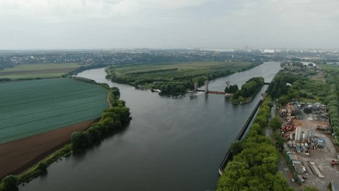 Aerial Drone Lowering near River