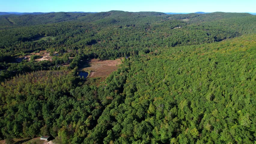 Drone footage of Northfield State Forest in New England