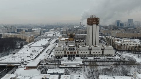 Drone Flying around Russian Academy Sciences Building