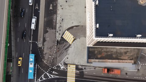 Drone Rotating Upward over Shchyolkovsky Bus Station