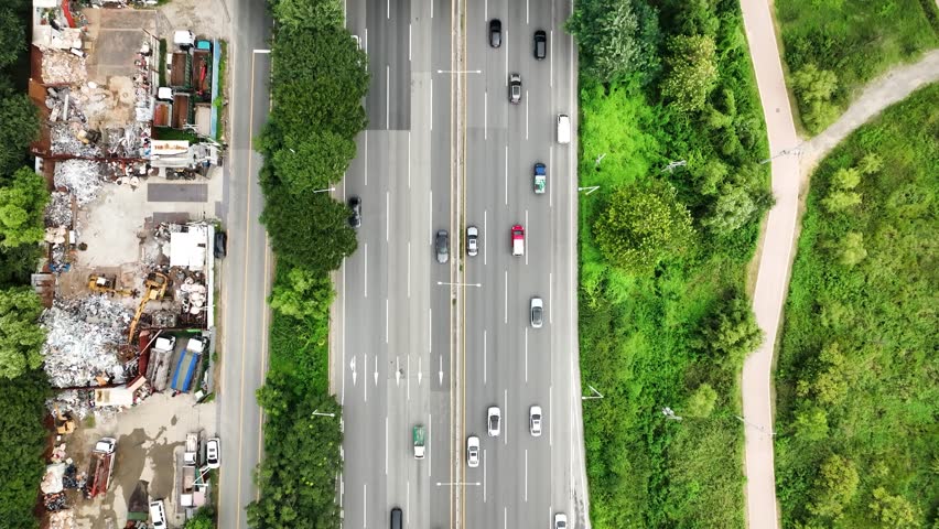 Cars pass through the highway, Gangbyeonbuk-ro in Seoul, South Korea.