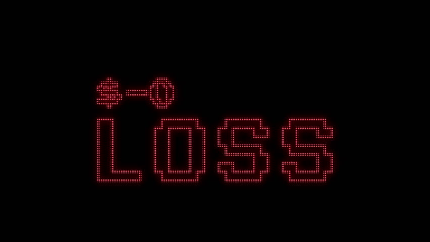 Digital Loss Counter. Minus One Million. A Looping Text Animation with Red Matrix Code Effect for Financial Disaster