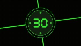 30 Second Digital Countdown Timer. 30 Second Circle Bar Animation on Green Screen for Tech and Nostalgia Themed Videos - Powered by Shutterstock - Get 15% off with code: PIKWIZARD15