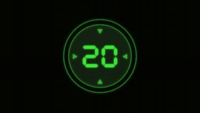20 Second Digital Countdown Timer. Retro Computer Display Animation with Circle Progress Bar - Powered by Shutterstock - Get 15% off with code: PIKWIZARD15