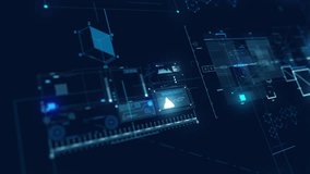 Futuristic digital interface displaying complex data analytics and warning alerts with glowing blue geometric shapes and network connections in a dark technological environment - Powered by Shutterstock - Get 15% off with code: PIKWIZARD15