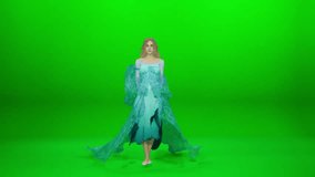 A photorealistic 3D CGI Female Dancer wearing an elegant blue-green gown with dynamic fabric flow. The character is performing a graceful dance sequence on a green screen. Captured at 60fps for smooth slow motion VFX. Ideal for fantasy, wedding, fashion, music videos, and high-end VFX production.
 - Powered by Shutterstock - Get 15% off with code: PIKWIZARD15