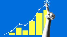 Data analytics concept. Halftone hand draws sales graph. Modern collage. Growth chart. Successful business performance. Financial success. Business data graph. Achieving high results. Animation - Powered by Shutterstock - Get 15% off with code: PIKWIZARD15