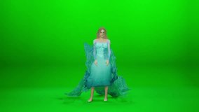 A photorealistic 3D CGI Female Dancer wearing an elegant blue-green gown with dynamic fabric flow. The character is performing a graceful dance sequence on a green screen. Captured at 60fps for smooth slow motion VFX. Ideal for fantasy, wedding, fashion, music videos, and high-end VFX production.
 - Powered by Shutterstock - Get 15% off with code: PIKWIZARD15