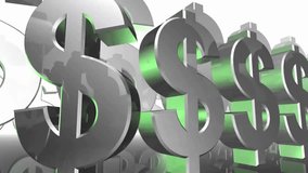 This animated video features dollar symbols in a sleek motion graphics loop. Metallic textures and dynamic movement create a modern financial background representing wealth, economy, and global finance. - Powered by Shutterstock - Get 15% off with code: PIKWIZARD15