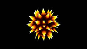 Abstract 3D animation of a glowing golden spiked sphere rotating and morphing on a black background loop. - Powered by Shutterstock - Get 15% off with code: PIKWIZARD15
