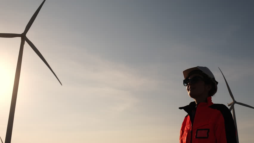 engineer working at a wind turbine power generation site.