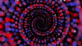 Hypnotic 3D animation of a colorful spiral vortex featuring red, blue, and purple glowing particles and stars. - Powered by Shutterstock - Get 15% off with code: PIKWIZARD15