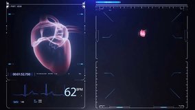 3D animated human heart scan with futuristic holographic interface, ideal for medical, healthcare, science, and technology projects. - Powered by Shutterstock - Get 15% off with code: PIKWIZARD15