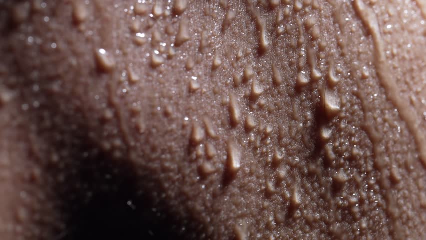 Sweat Droplets Rolling Down Human Skin After Workout