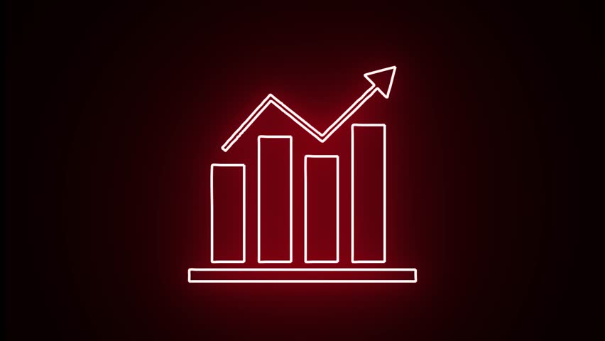 super cool business growth chart logo saber line effect 4k motion video on dark background