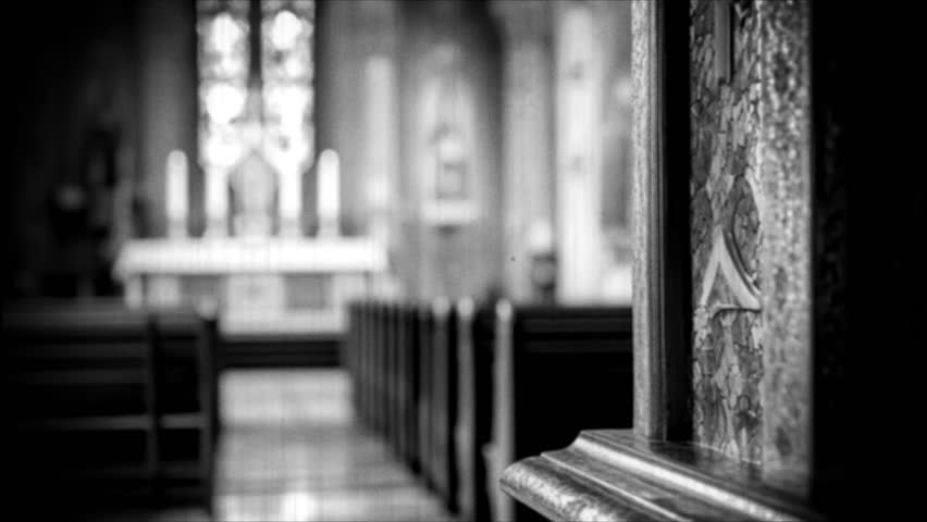 A classic black and white of a church