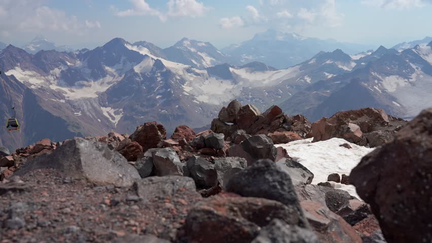 peaks of the stone mountains under the snow