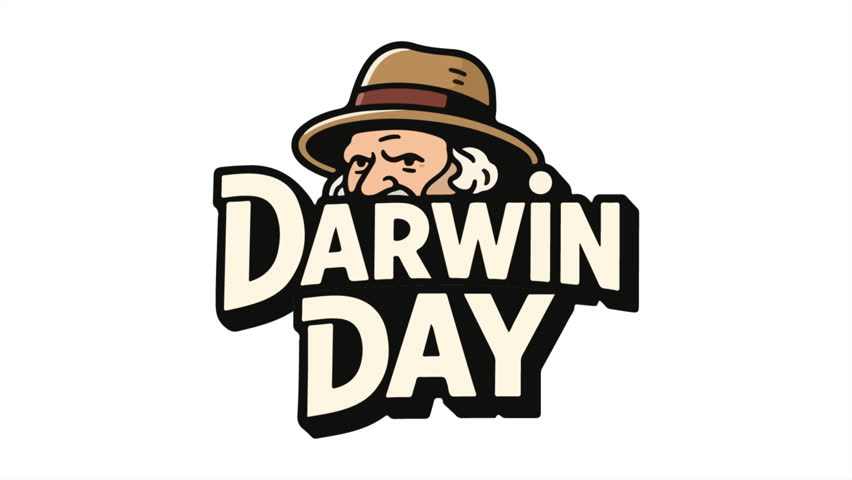 Darwin day typography, art video illustration.