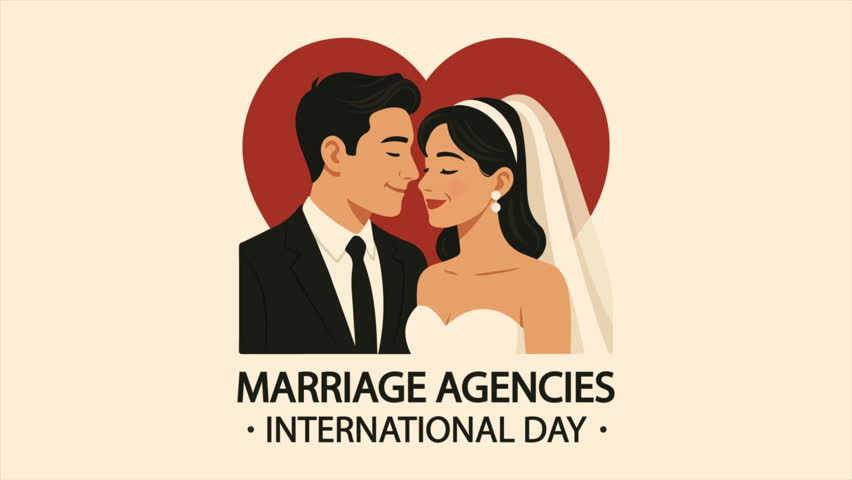 Marriage agencies International Day Wedding, art video illustration.