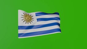 National flag of Uruguay. Uruguay flag waving on green screen. - Powered by Shutterstock - Get 15% off with code: PIKWIZARD15