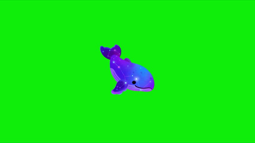 Whale Animation – Graceful Giant of the Ocean in Smooth Motion. Animation, green screen background. 
