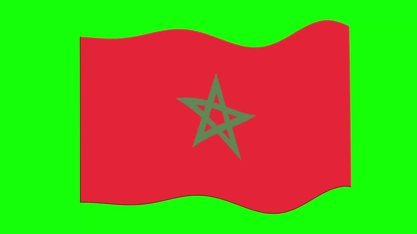 official waving flag of morocco country with green screen background