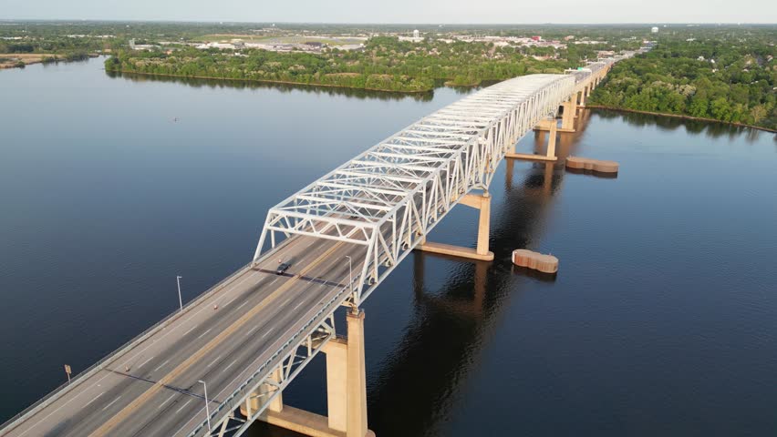 Aerial View of the Betsy Ross Bridge over the Delaware River Philadelphia
