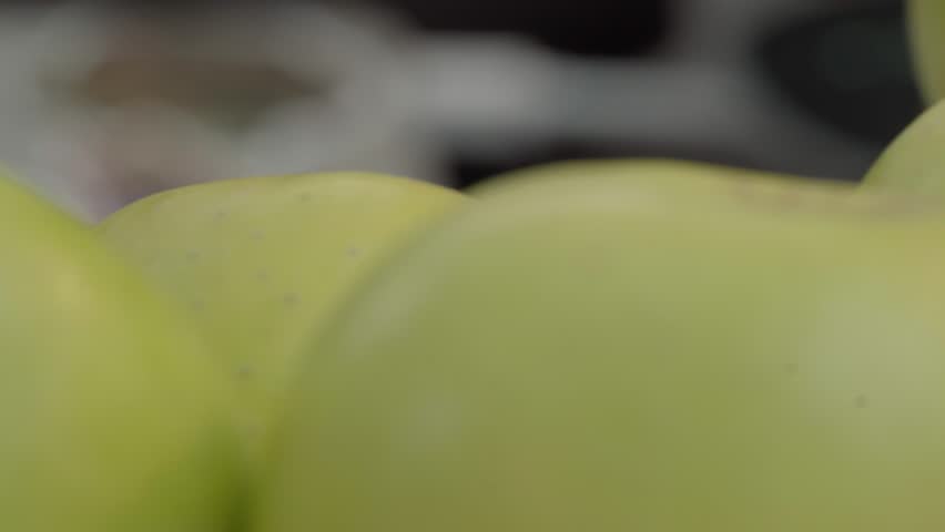 Macro close up of various green apples