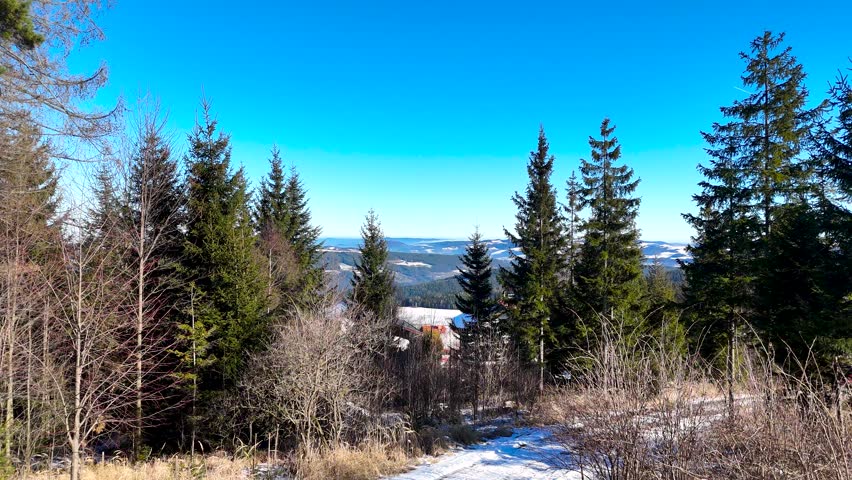 Drone View of Snowy Mountains in Austria