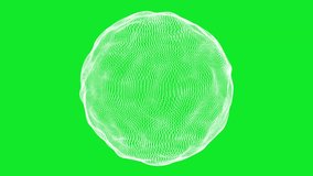 Abstract digital particle sphere forming a dynamic wireframe mesh, representing technology, artificial intelligence, big data, and futuristic networks. Ideal for tech presentations, data visualization, AI concepts, blockchain, science, innovation, and modern digital interfaces 4K Looping green screen for easy chroma key compositing, motion graphics, and video overlays. - Powered by Shutterstock - Get 15% off with code: PIKWIZARD15