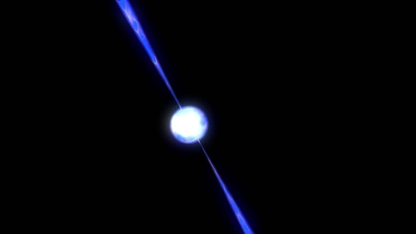 Pulsar Neutron Star Emitting Powerful Radiation Beams. 3d animation