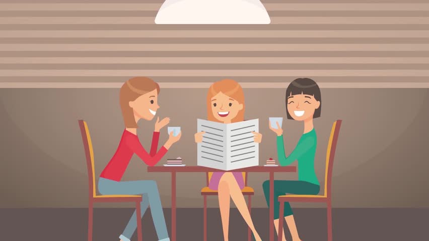 Family Sitting Together Reading Newspaper, Home Lifestyle and Daily Routine Concept 2D Animation