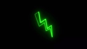 Neon lightning bolt icon. Neon green lightning bolt glowing symbol on black background . Bright thunderbolt, electric storm, high voltage. - Powered by Shutterstock - Get 15% off with code: PIKWIZARD15
